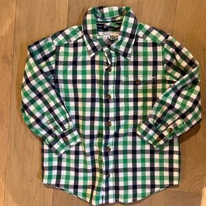 Place Green Navy and White Plaid Button-Down Shirt